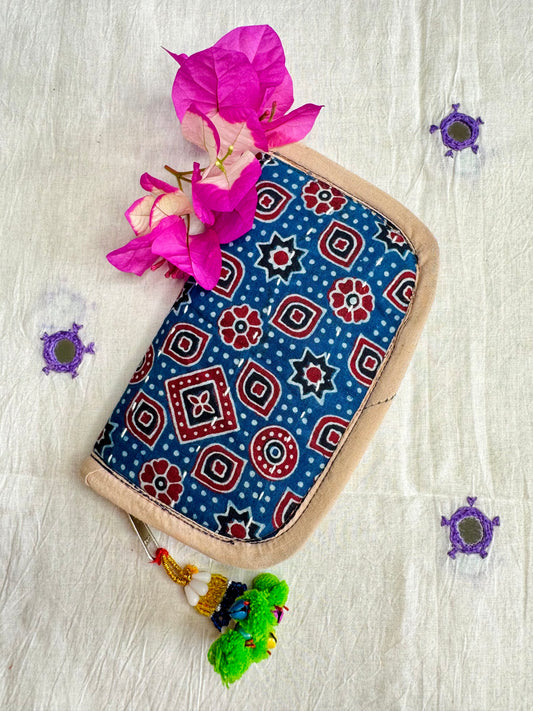 Navrang ~ Ajrakh Handcrafted Wallets ~ Navy Blue