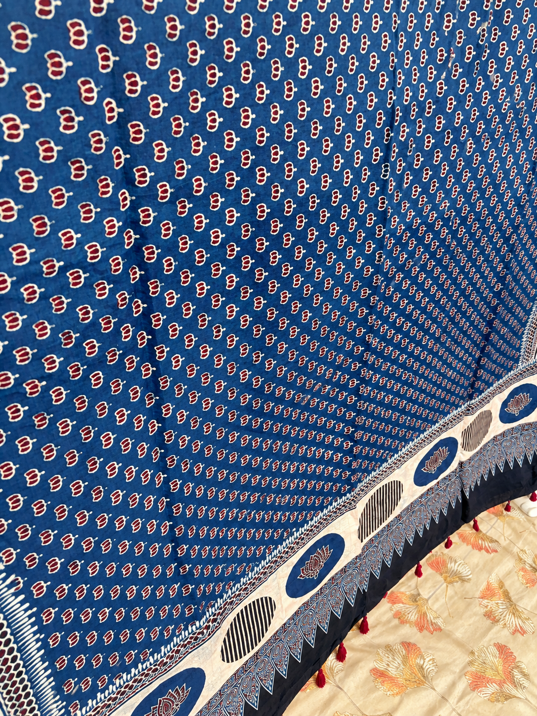 Dastaan-e-Ajrakh ✨ Modal Silk Dupatta ~ Neelambari