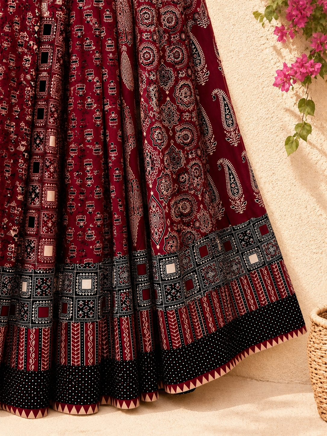 ⚜️ Dharohar ~ Lokrang ~ Ajrakh Long Kali Skirt