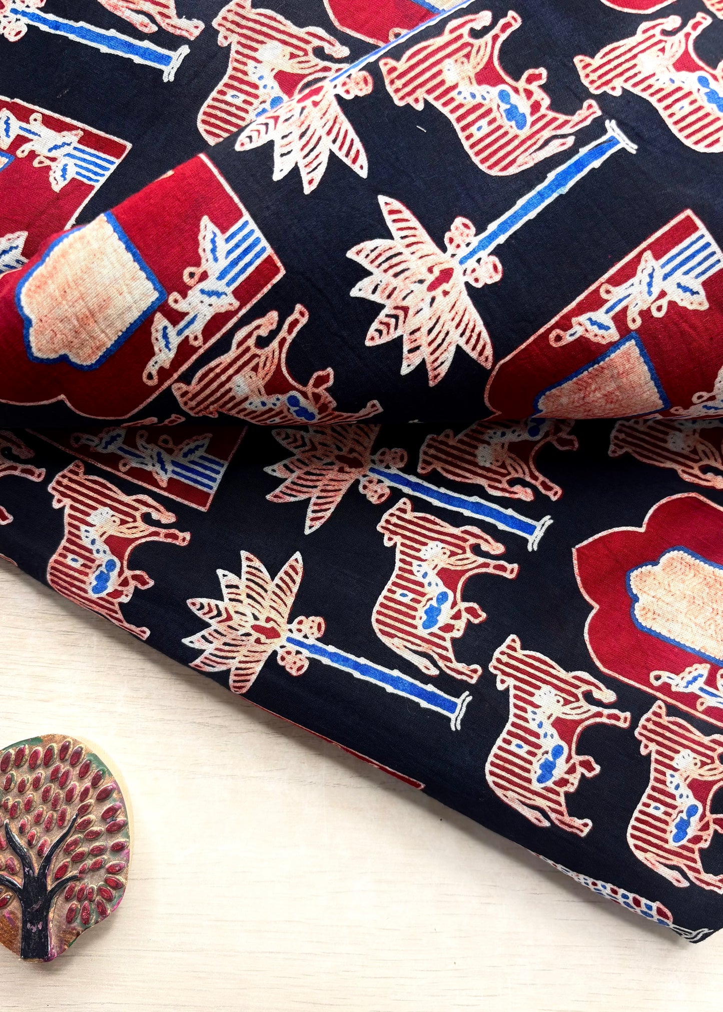 Deep Indigo Blue Cotton Ajrakh Fabric
