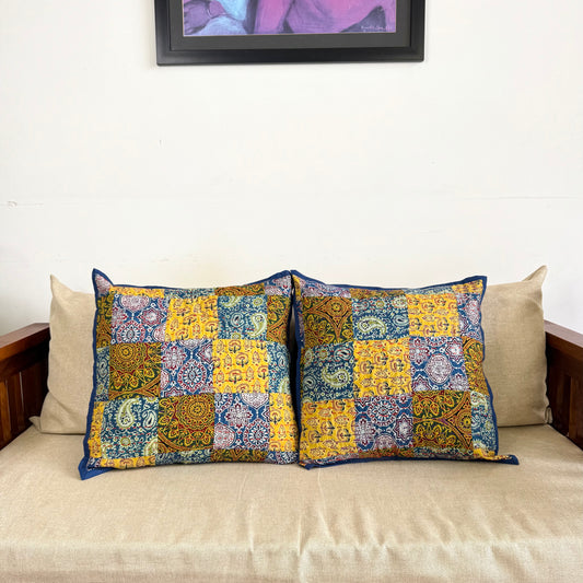 Ajrakh Cushion Covers ~ Autumn Shower ~ Set of 2