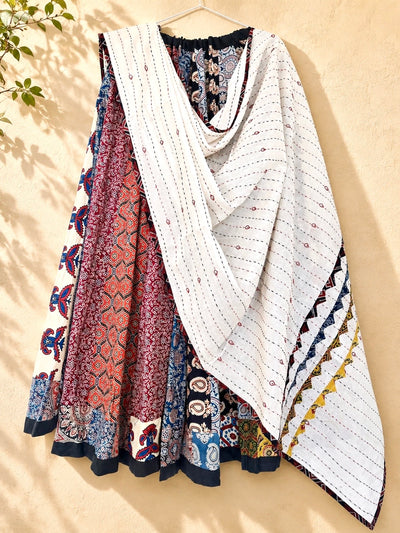 🌻Navrang ~ Meher Ajrakh Skirt and Dupatta Set