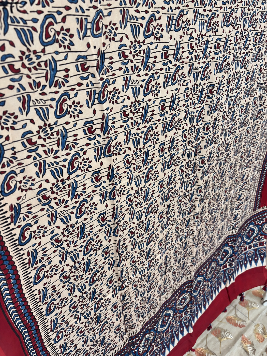 Dastaan-e-Ajrakh ✨ Modal Silk Dupatta ~ Ivory Gulbahaar