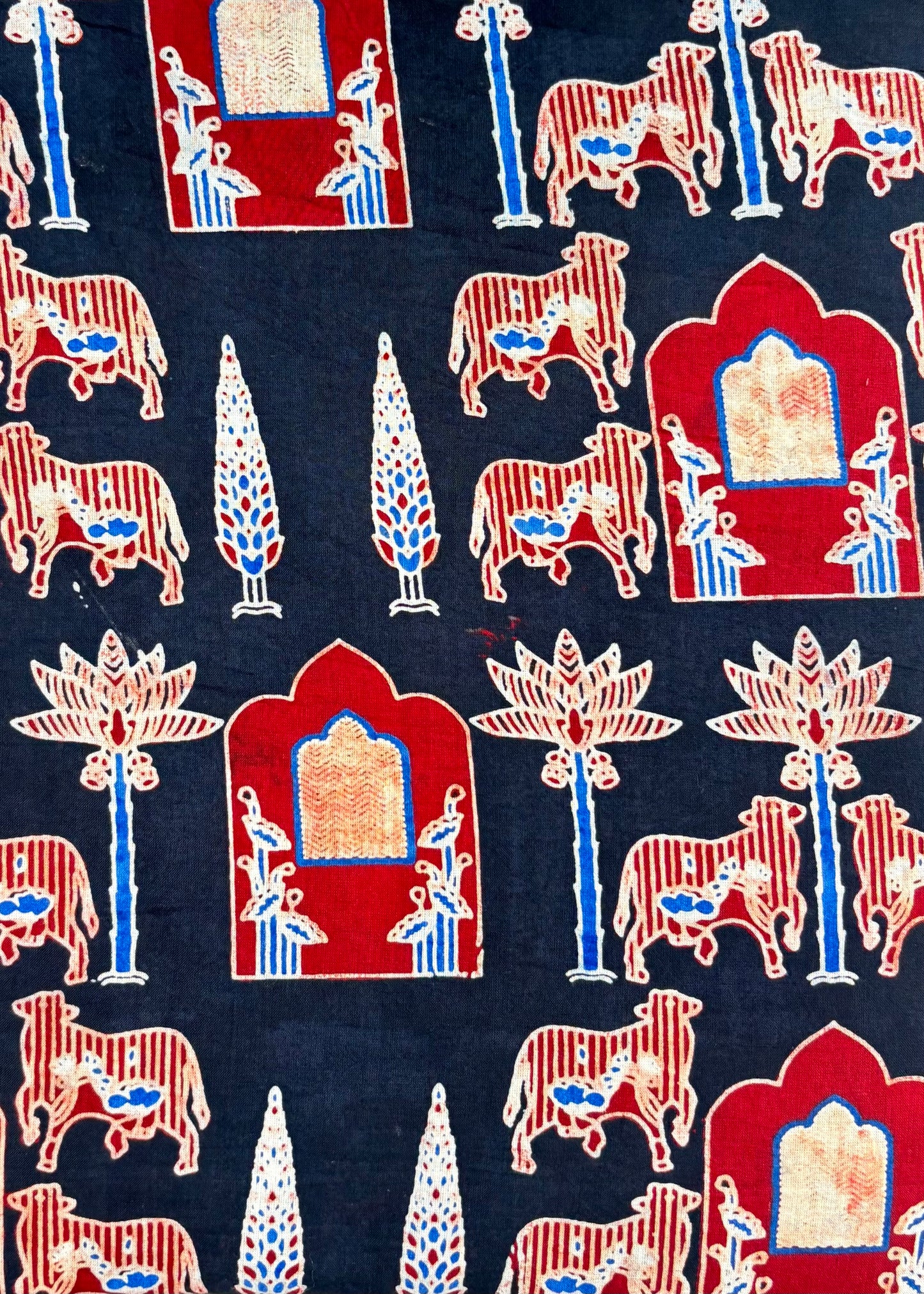 Deep Indigo Blue Cotton Ajrakh Fabric