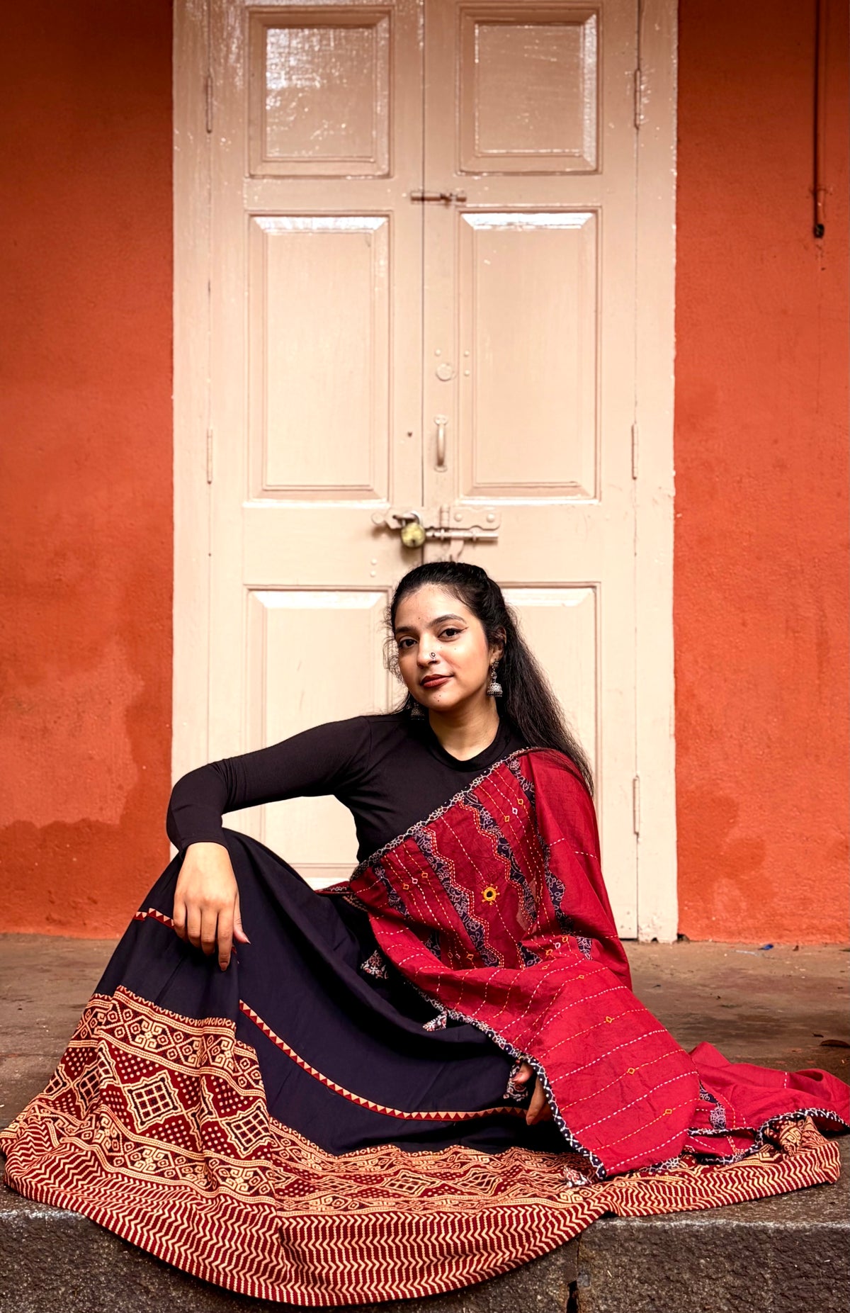 🌺Raasrang ~ Kalanya ~ Ajrakh Skirt and Dupatta Set