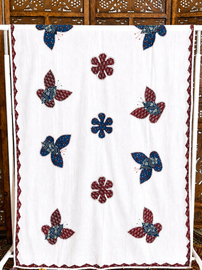 Ajrakh Applique & Kantha Embroidered ~ Rang Baag Dupatta