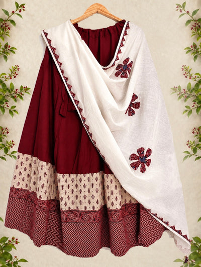 🌺Raasrang ~ Ruhani ~ Ajrakh Skirt and Dupatta Set