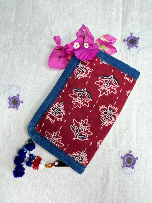 Navrang ~ Ajrakh Handcrafted Wallets ~ Wine Red