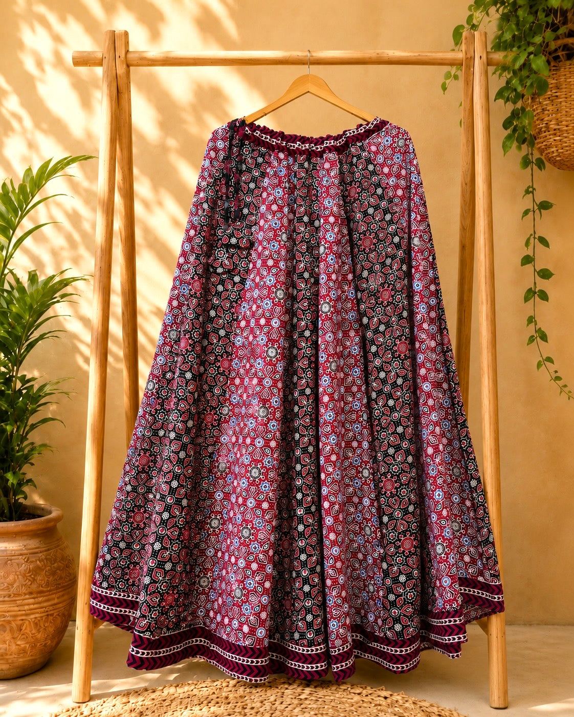 🌻Navrang ~ Noor Ajrakh Skirt and Dupatta Set