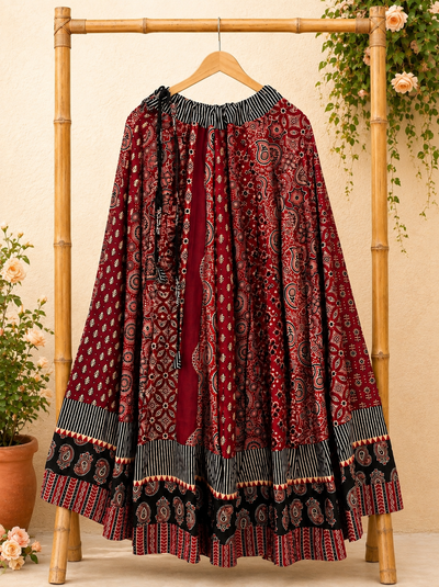 ⚜️ Dharohar ~ Surya ~ Ajrakh Long Kali Skirt