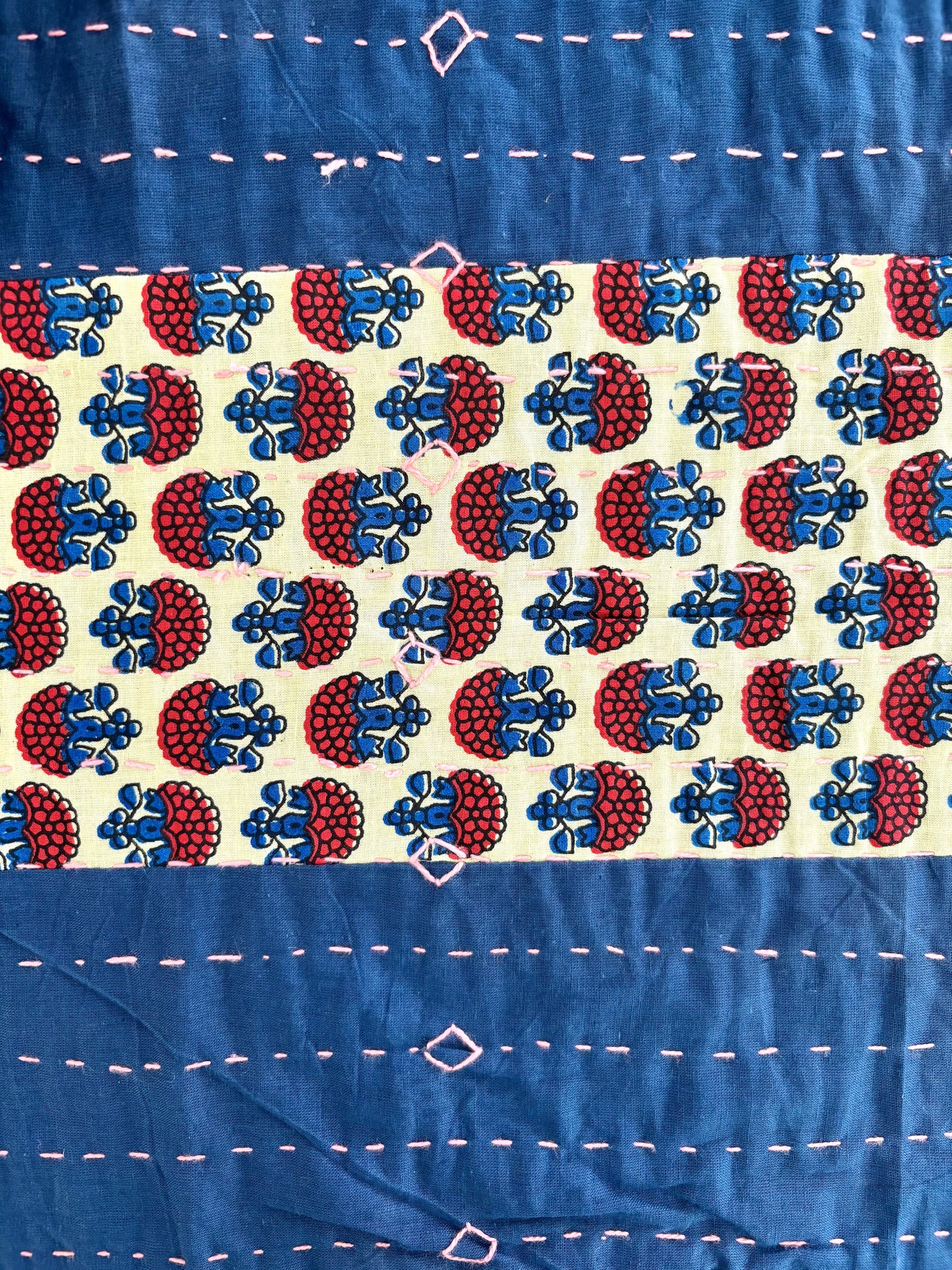 Indigo Blue ~ Ajrakh & Kantha Table Runner w/ Mats