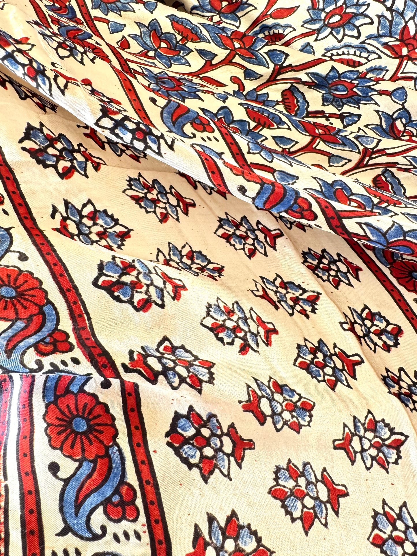 Modal Silk Ajrakh Dupatta ~ Ivory White Flower Motif w/ Zari