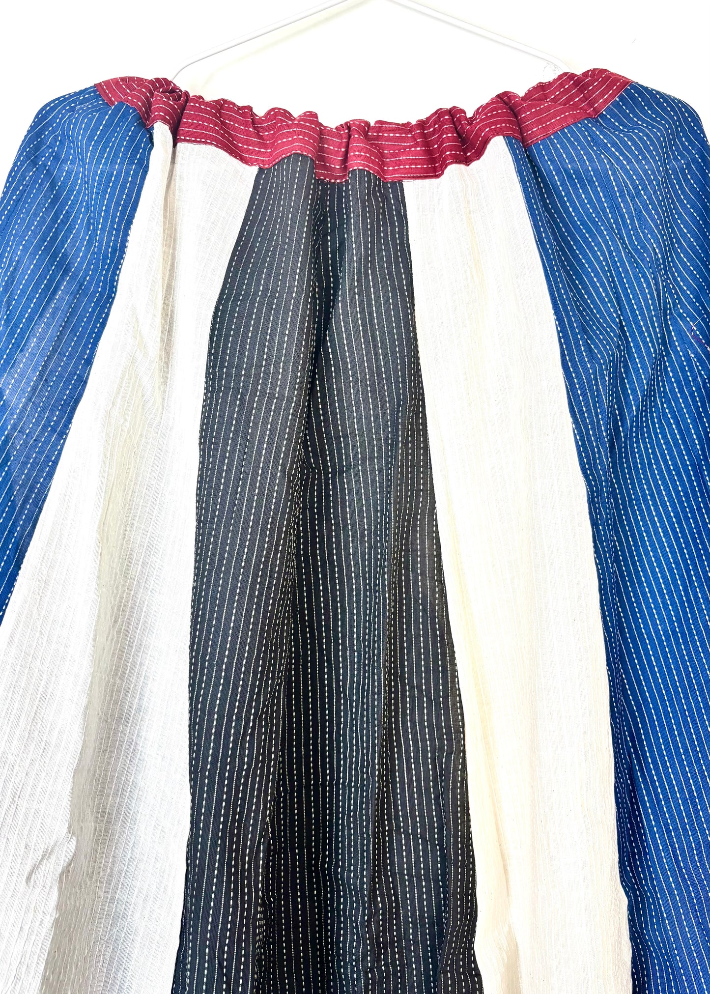 ✨Navrang ~ Ajrakh Skirt and Dupatta Set ~ White & Blue w/ multicolor border