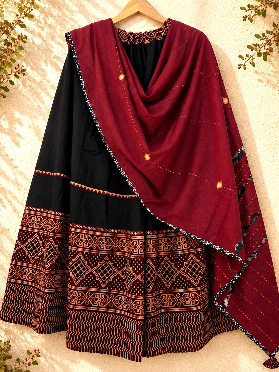 🌺Raasrang ~ Kalanya ~ Ajrakh Skirt and Dupatta Set