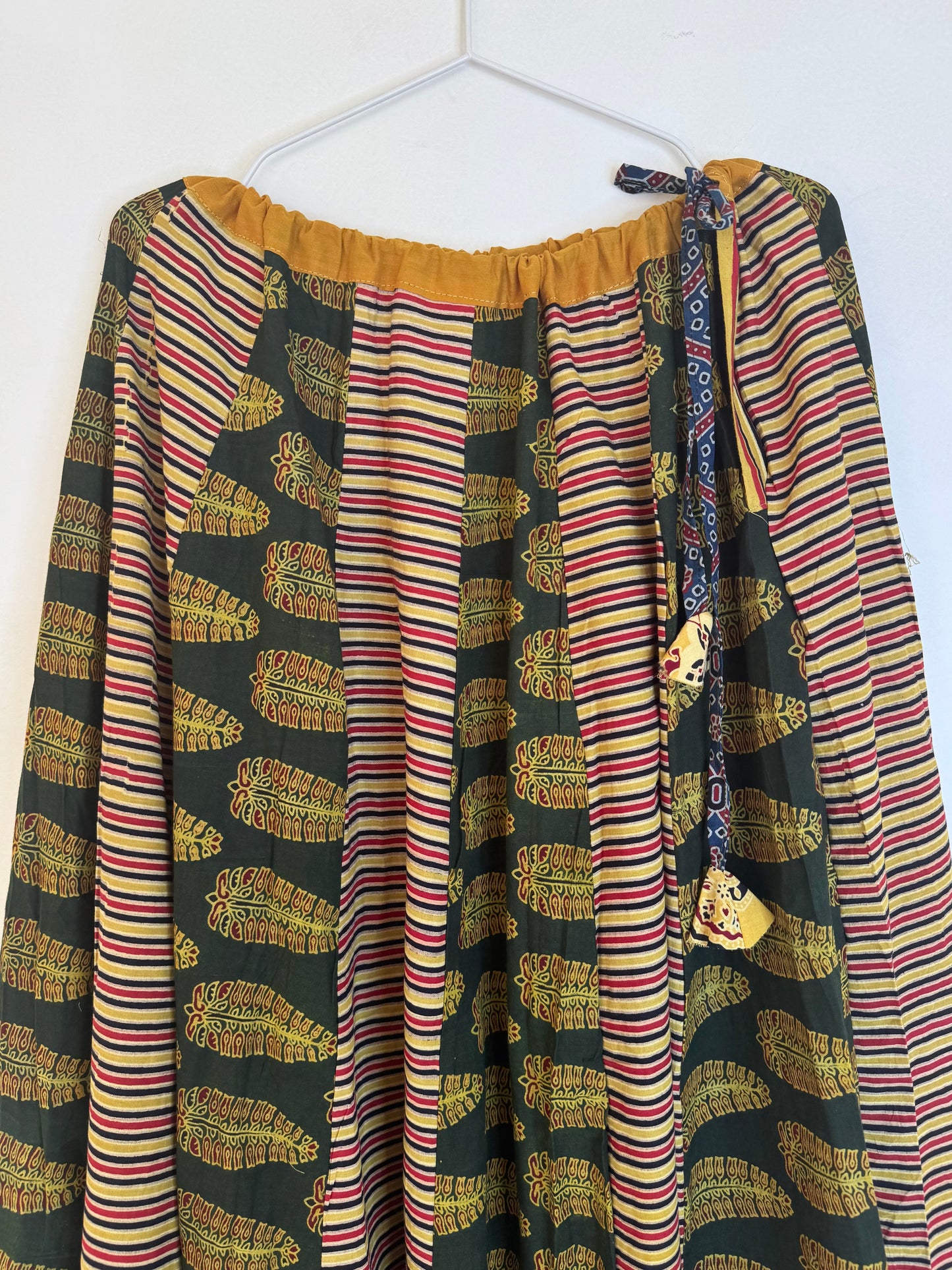 ✨Garba nu Ghoomie ~ Ajrakh Lehenga and Dupatta Set ~ Yellow and Olive Green Combo