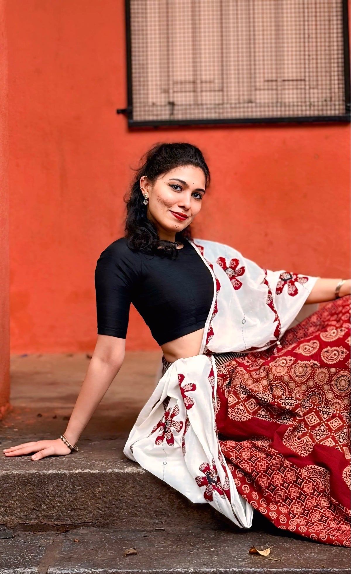 ⚜️ Dharohar ~ Surya ~ Ajrakh Long Kali Skirt & Dupatta Set
