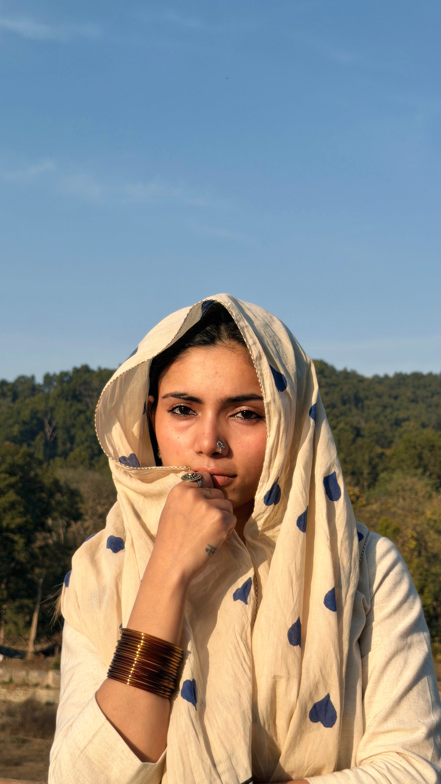 Raag 🪷 Mulmul Cotton Stoles ~ Blue Hearts