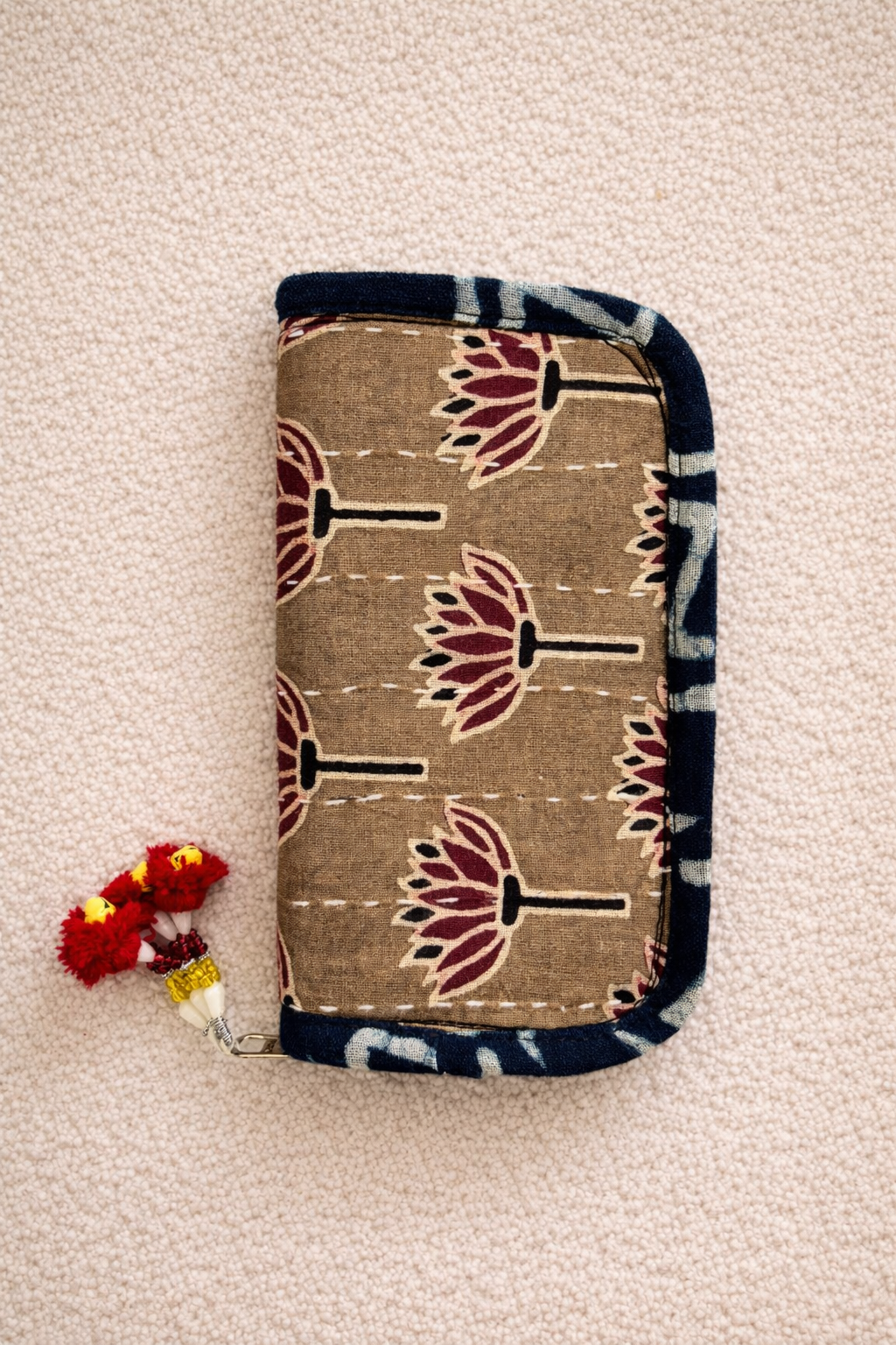 Swadesh ~ Ajrakh Handcrafted Wallets ~ Red lotus