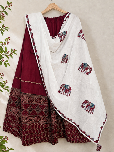 🌺Raasrang ~ Ishani ~ Ajrakh Skirt and Dupatta Set
