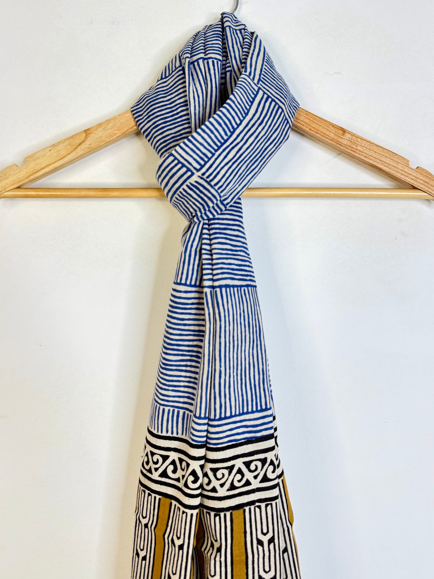 Raag 🪷 Mulmul Cotton Stoles ~  Blue Lines