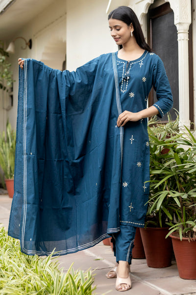 Adaa 𓂃 ོ☼𓂃 Colors of Nature Cotton Suits, Indigo Blue