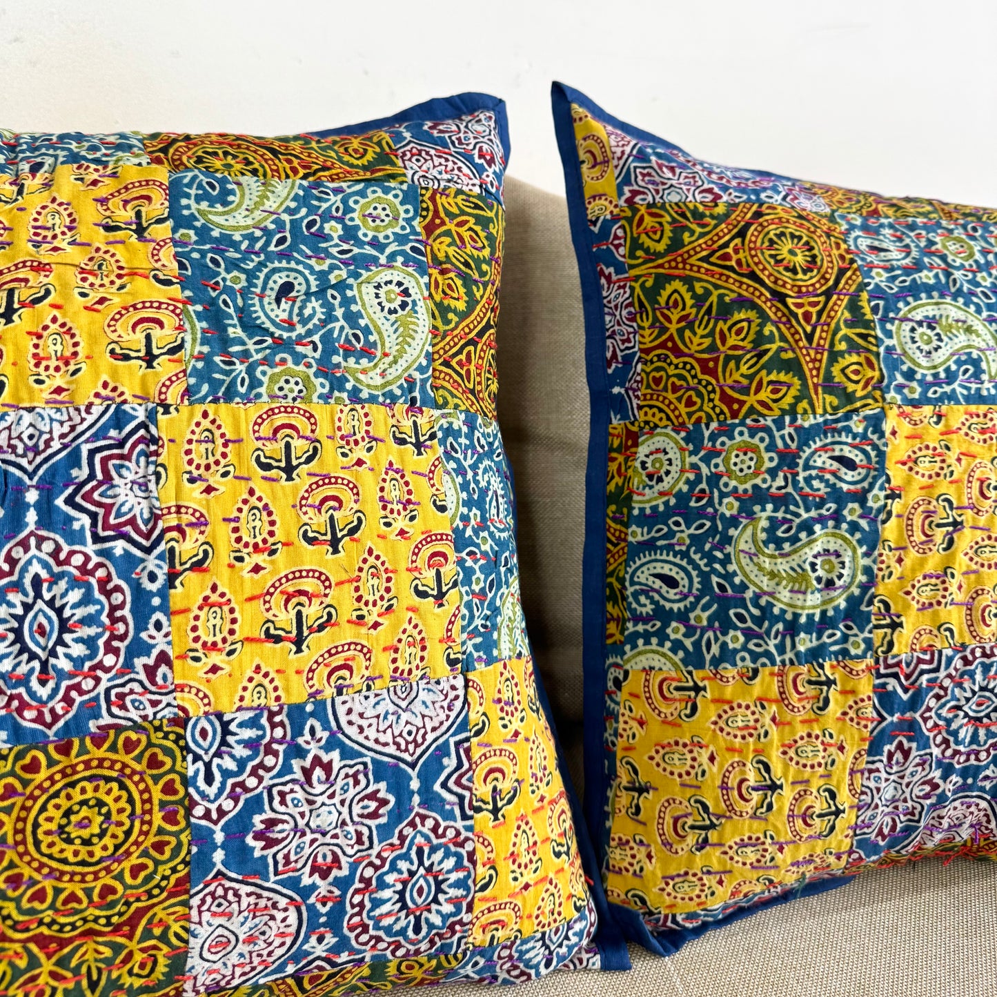 Ajrakh Cushion Covers ~ Autumn Shower ~ Set of 2