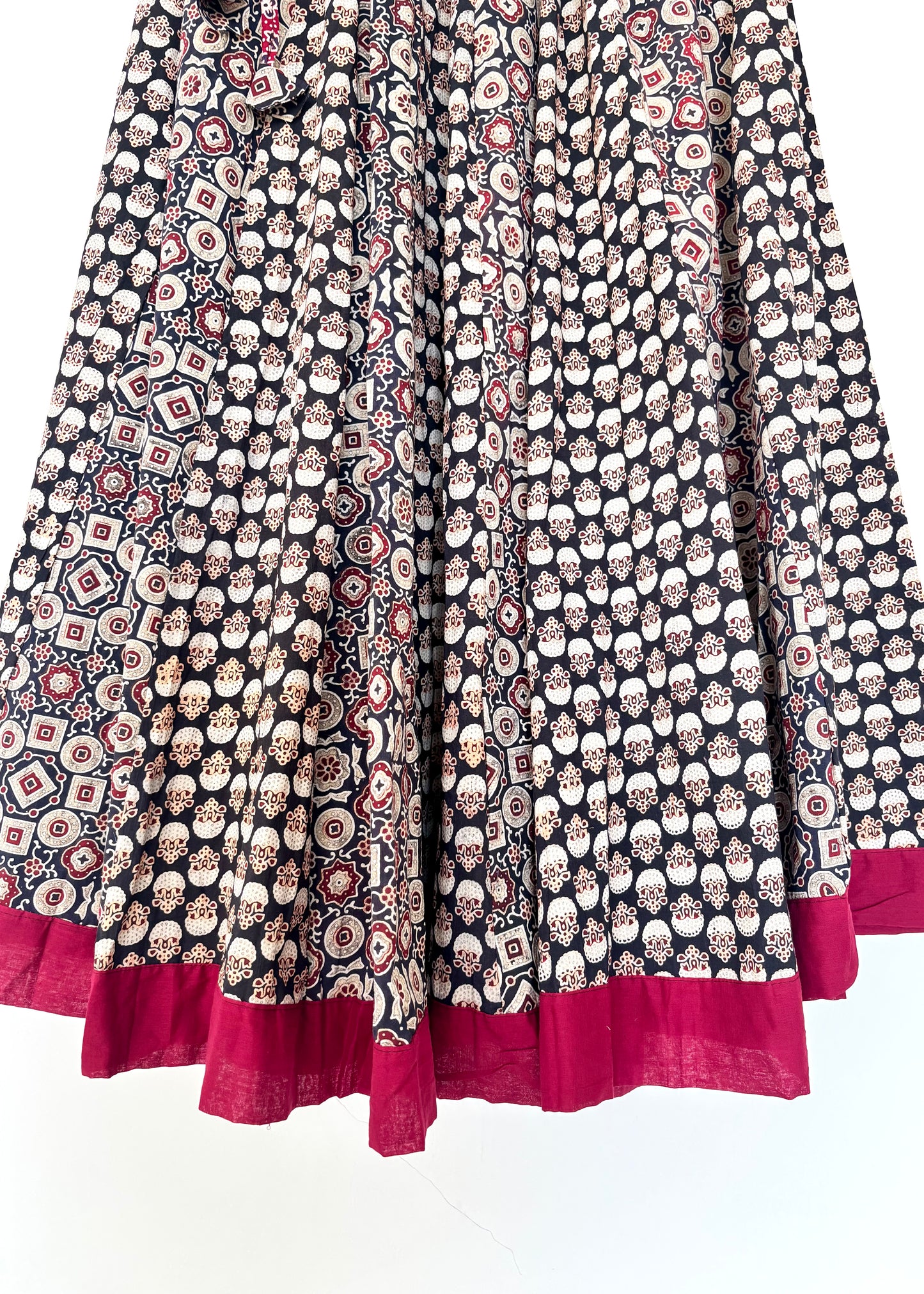 ✨Navrang ~ Ajrakh Lehenga and Dupatta Set ~ Wine Red w/ Black