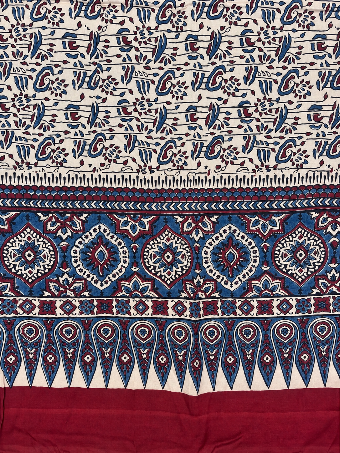 Dastaan-e-Ajrakh ✨ Modal Silk Dupatta ~ Ivory Gulbahaar