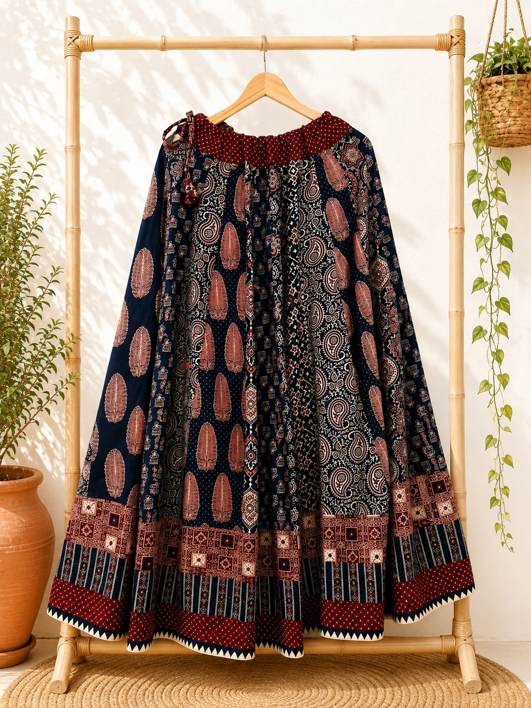⚜️ Dharohar ~ Aaranya ~ Ajrakh Long Kali Skirt