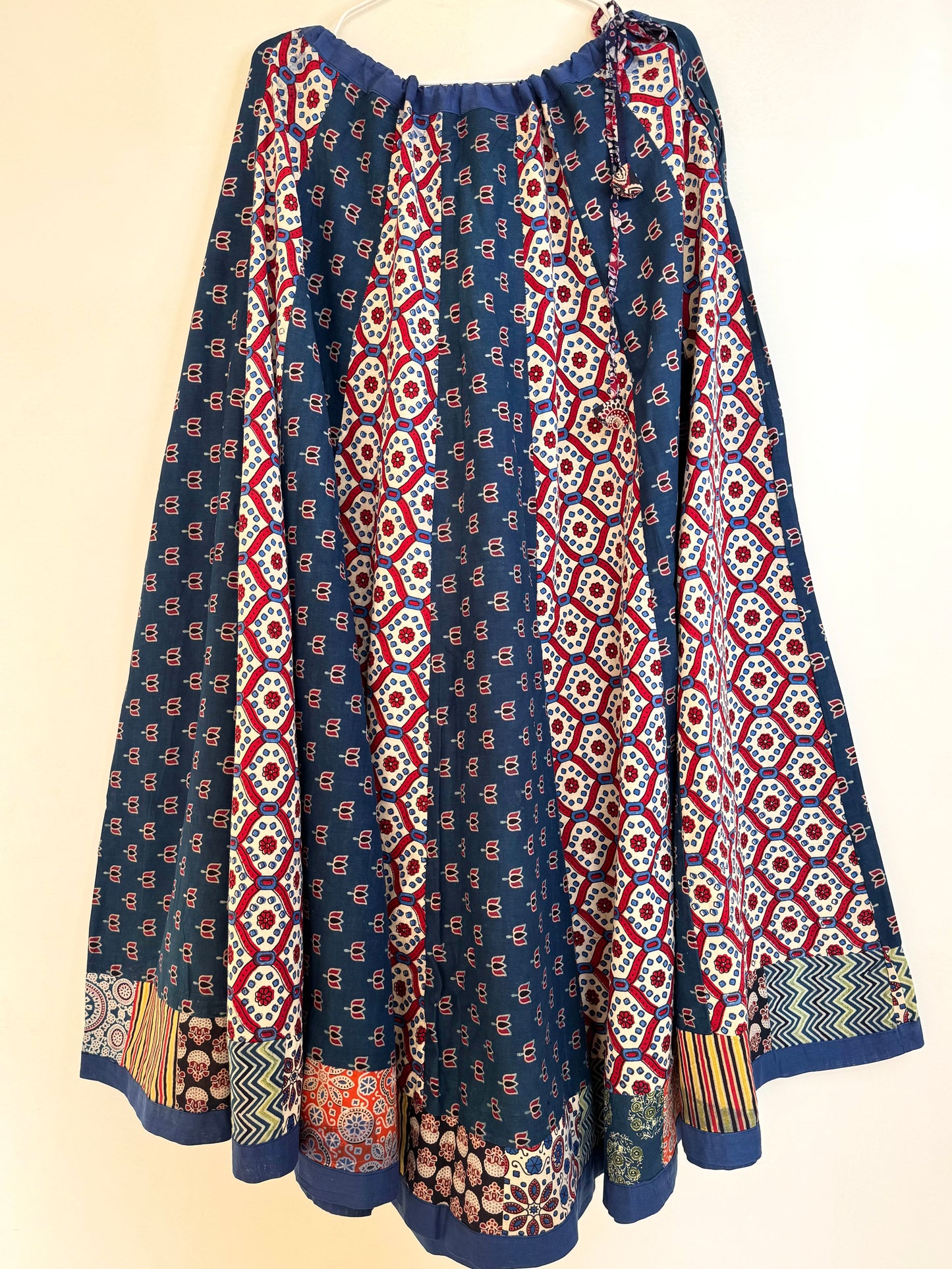 🌻Navrang ~ Ajrakh Handcrafted Lehengas ~ Indigo Blue & White Pleads