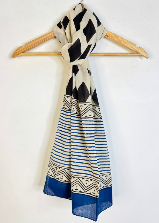 Raag 🪷 Mulmul Cotton Stoles ~ Diamond Black