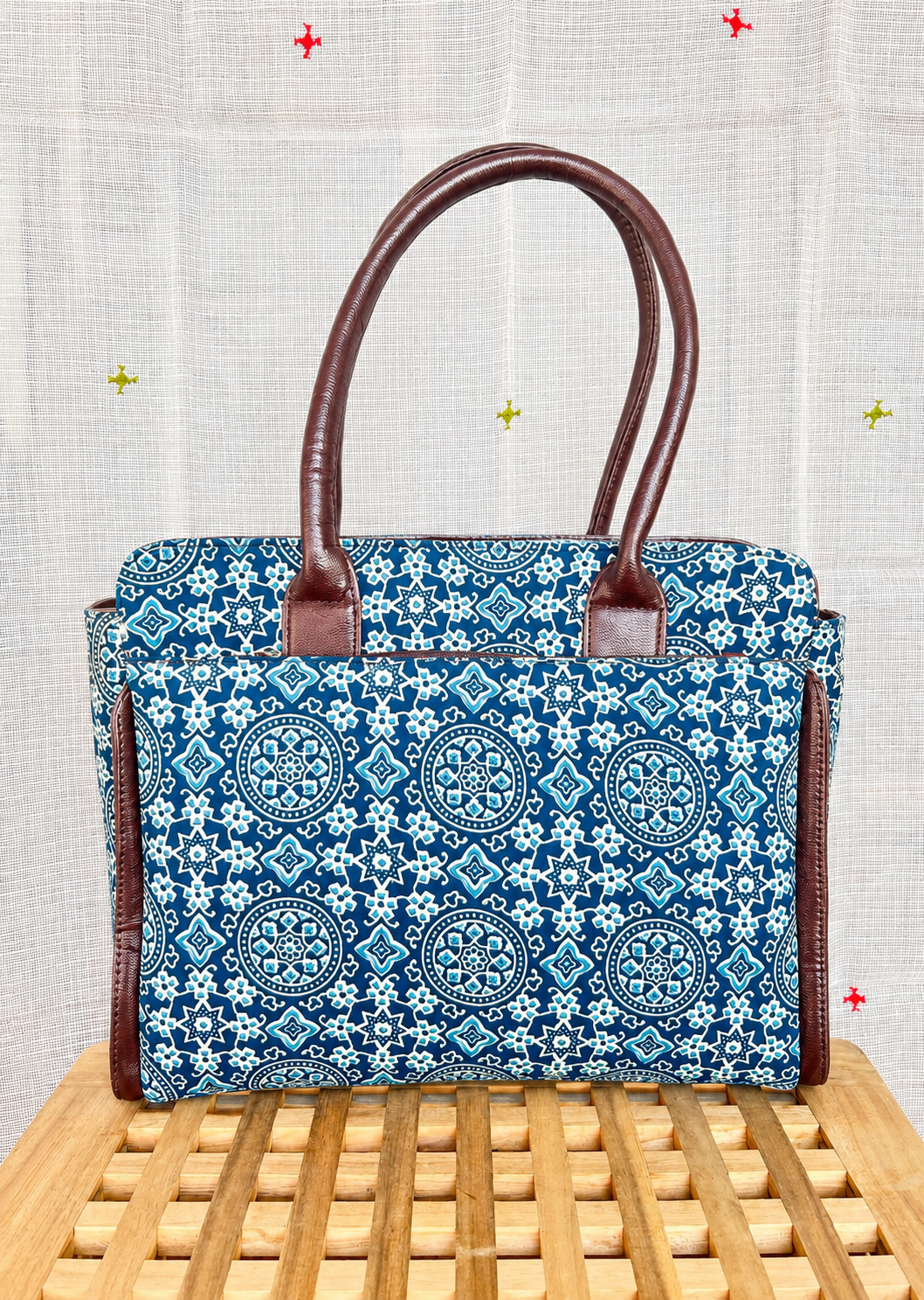 Neel Circle Motifs ~ Ajrakh Handblock Printed Fabric Bag