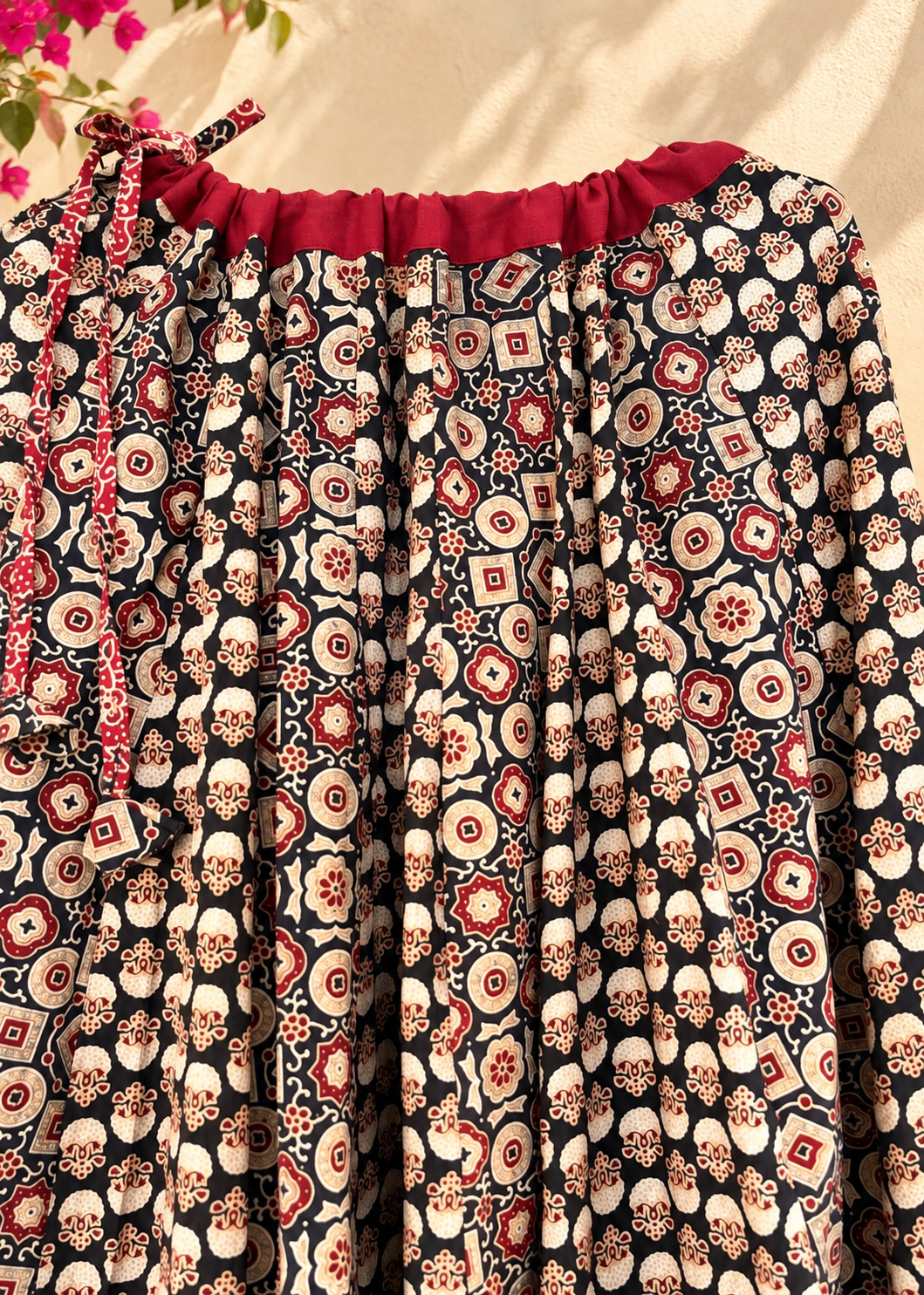 ✨Navrang ~ Wine Red w/ Black ~ Ajrakh Skirt