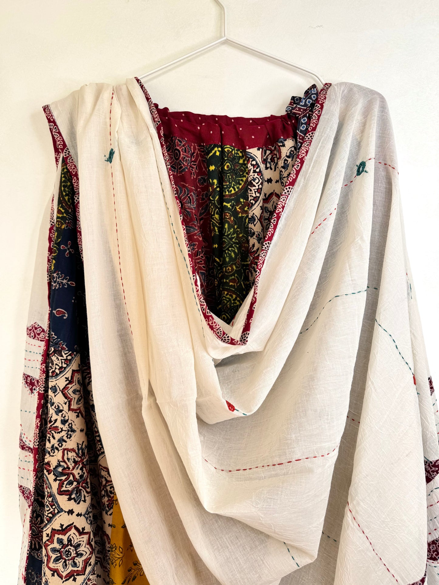 ✨Garba nu Ghoomie ~ Ajrakh Lehenga and Dupatta Set ~ Multicolored w/ Red polka border