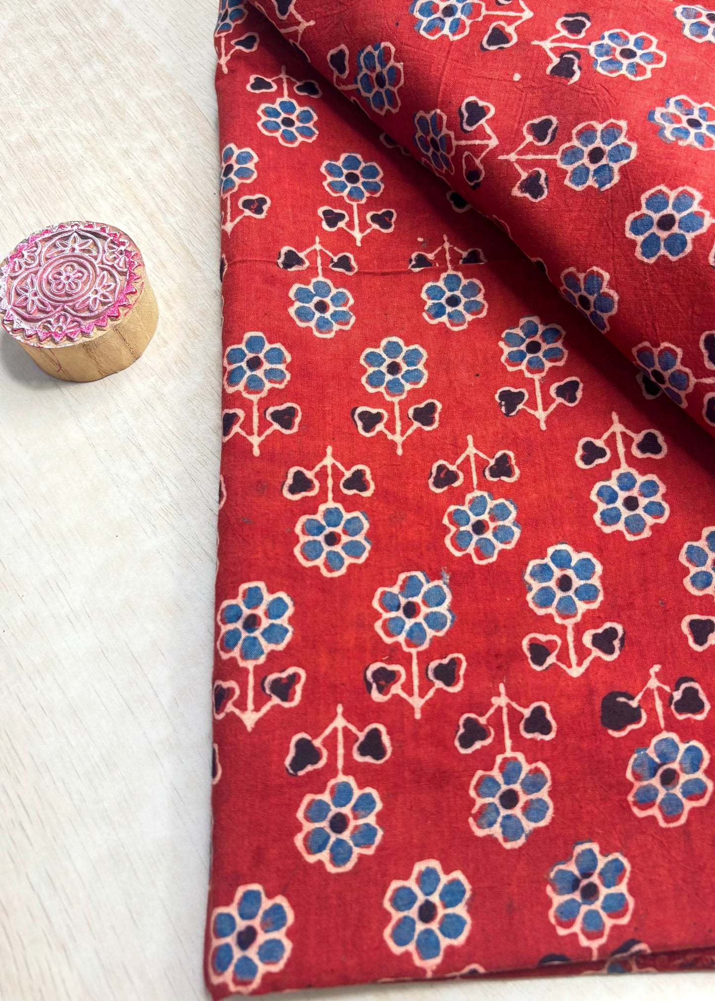 Brick Red Cotton Ajrakh Fabric