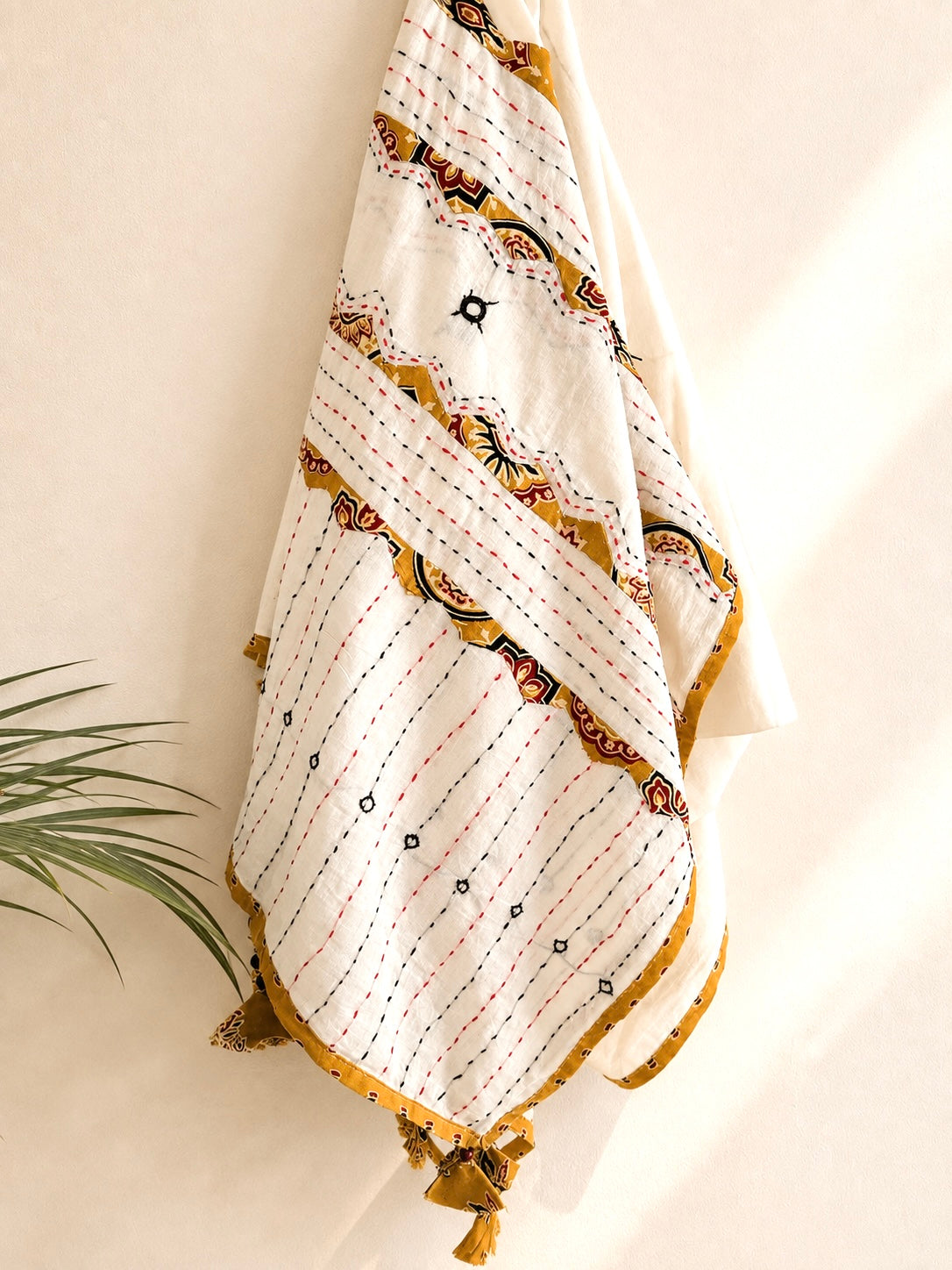 Masakali ~ Yellow Ochre Cotton Embroidered Kurti & Dupatta Set