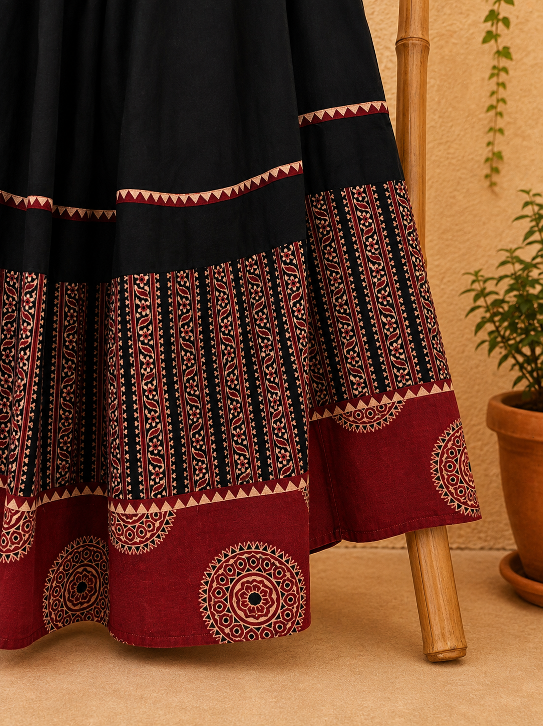 ⚜ Dharohar ~ Kajal Ajrakh Lehenga & Dupatta Set