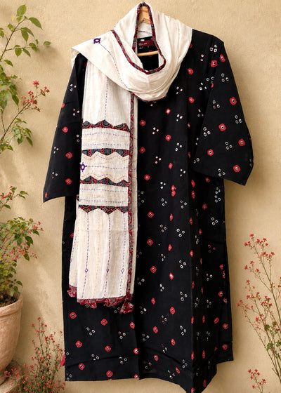 Masakali ~Black Cotton Bandhani Kurti & Dupatta Set