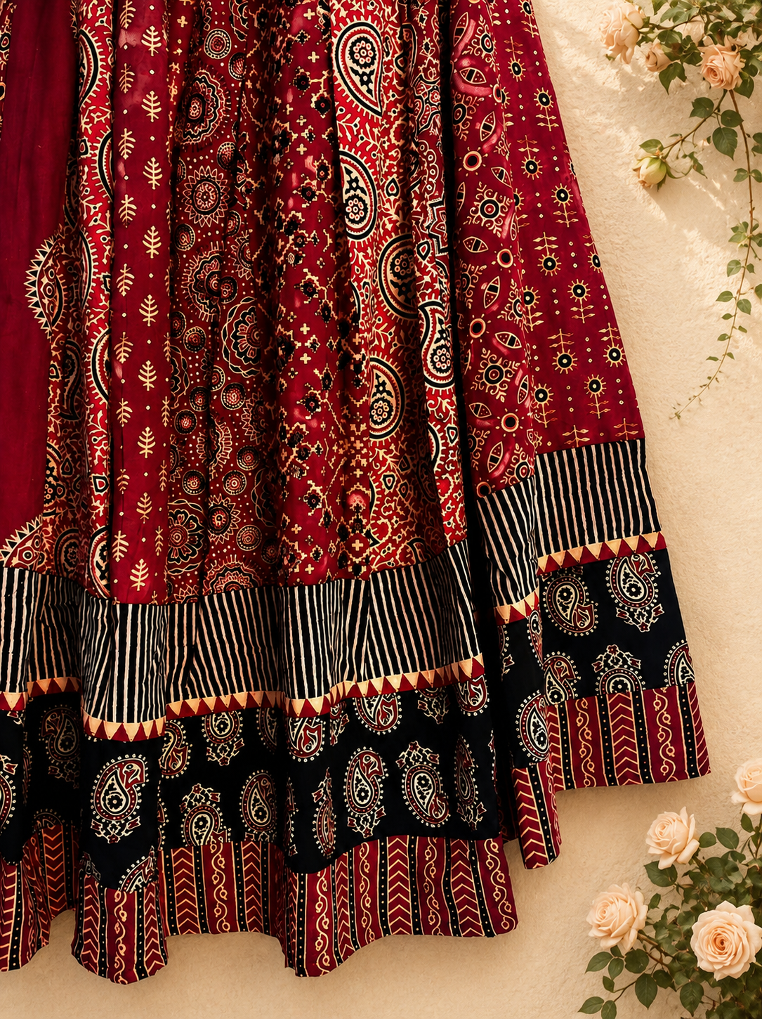 ⚜️ Dharohar ~ Surya ~ Ajrakh Long Kali Skirt