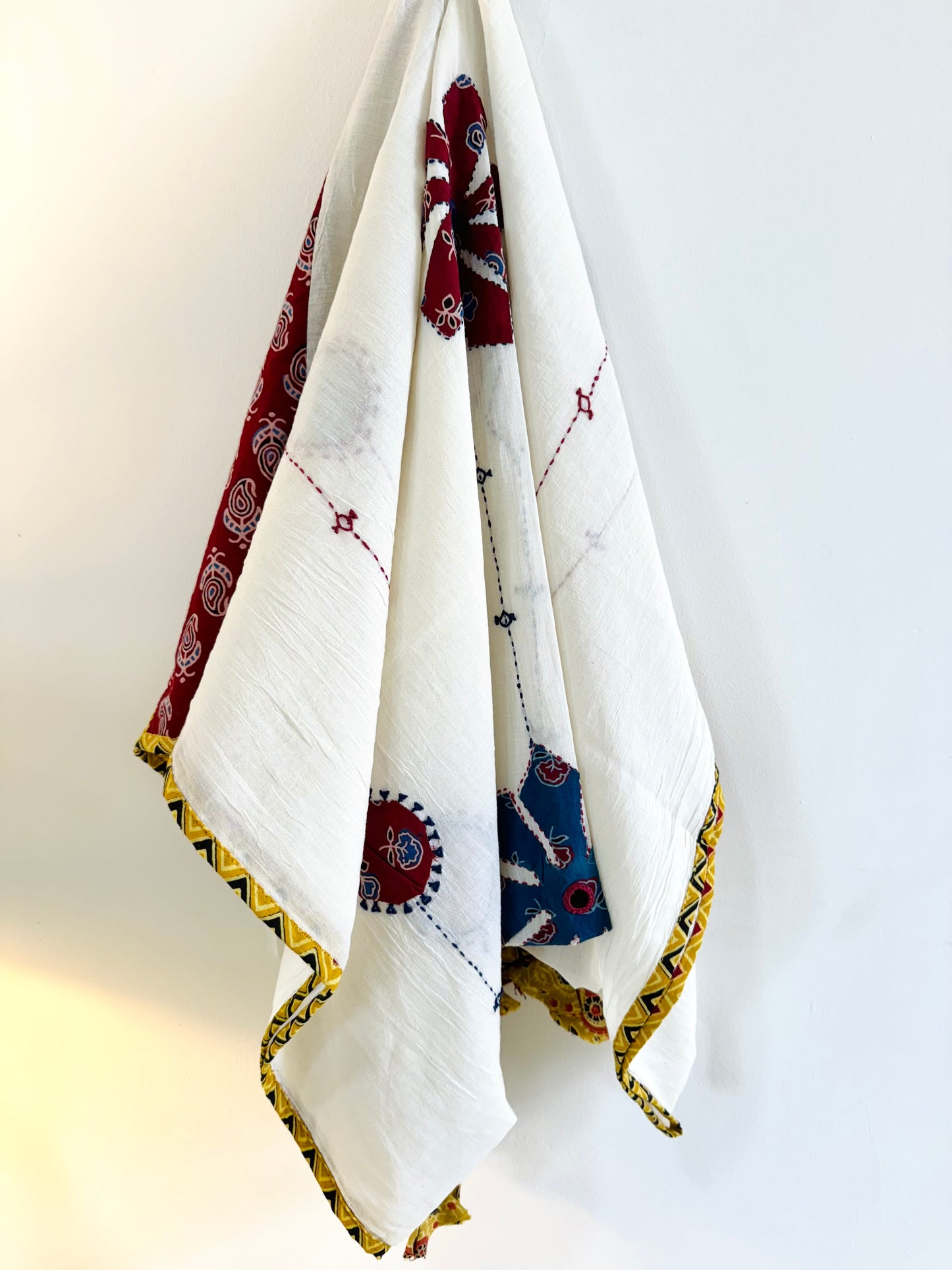 ✨Navrang ~ Ajrakh Skirt and Dupatta Set ~ White w/ Multicolor