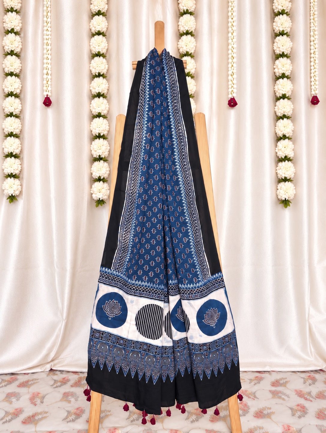 Dastaan-e-Ajrakh ✨ Modal Silk Dupatta ~ Neelambari