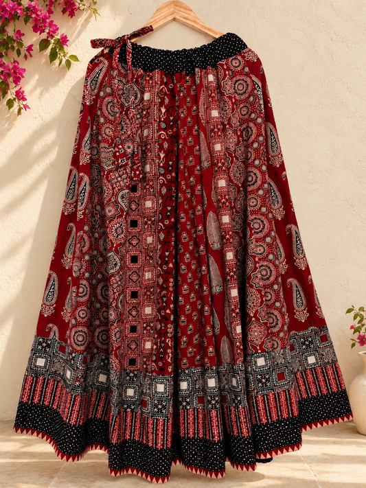 ⚜️ Dharohar ~ Lokrang ~ Ajrakh Long Kali Skirt