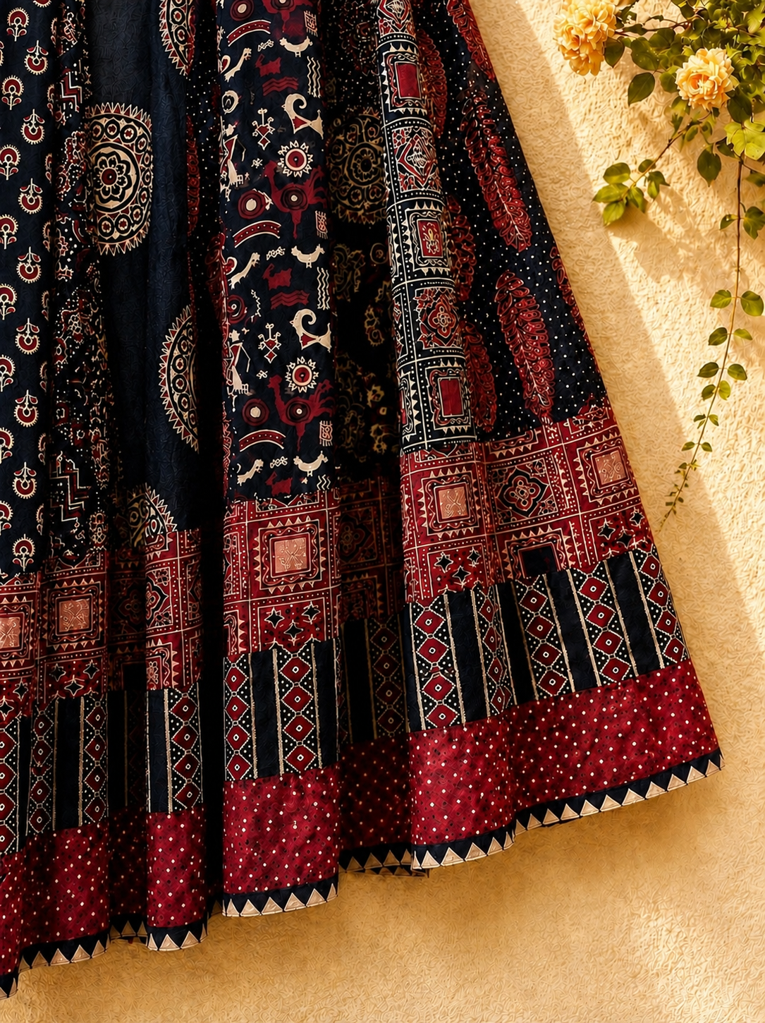 ⚜️ Dharohar ~ Vanya ~ Ajrakh Long Kali Skirt