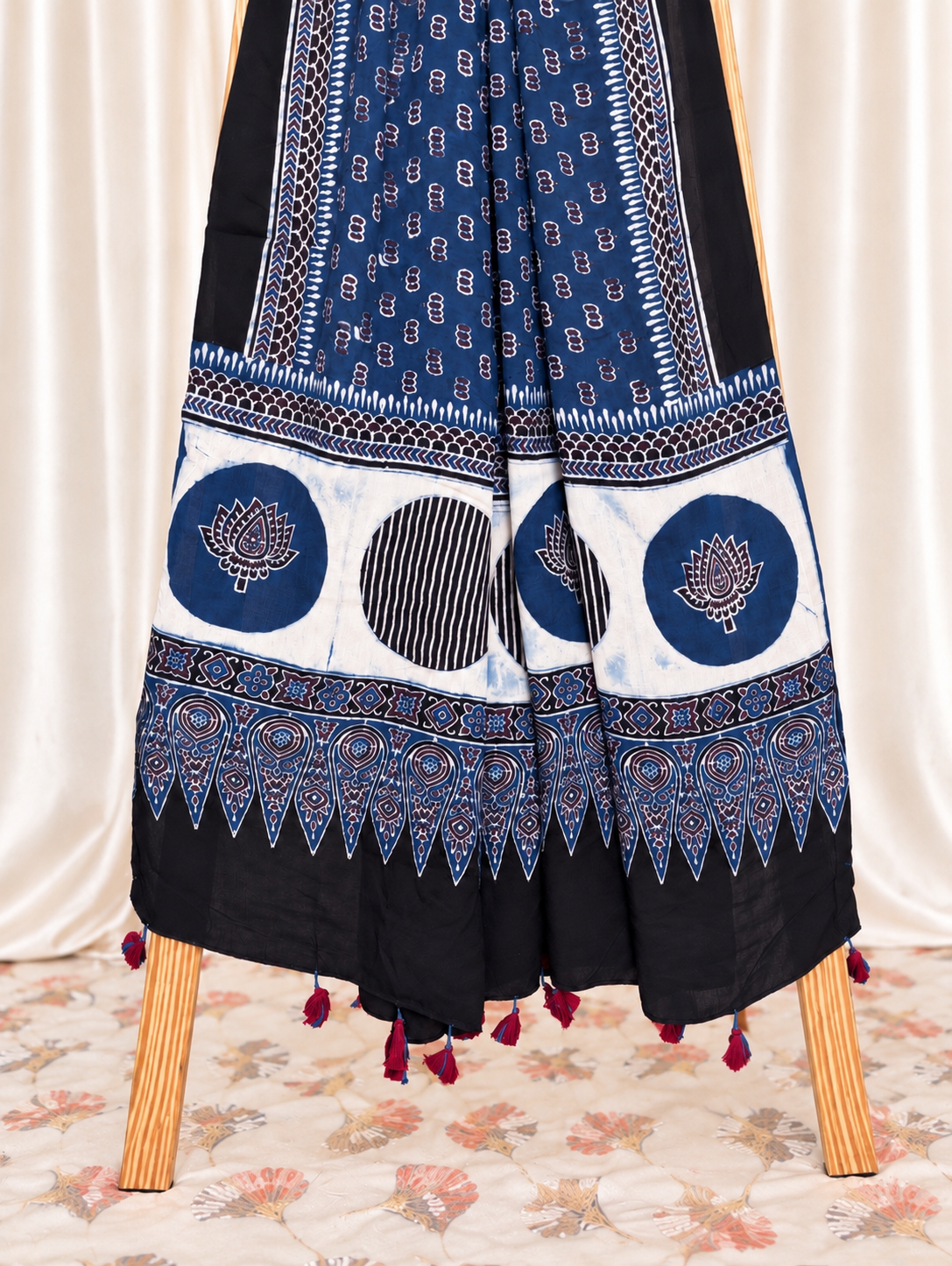 Dastaan-e-Ajrakh ✨ Modal Silk Dupatta ~ Neelambari