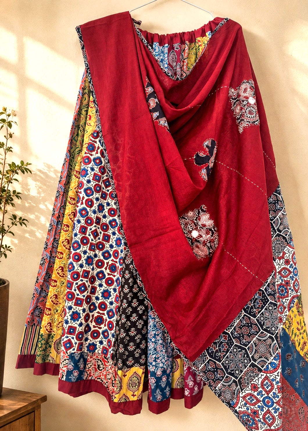 🌻Navrang ~ Gulal Ajrakh Skirt and Dupatta Set