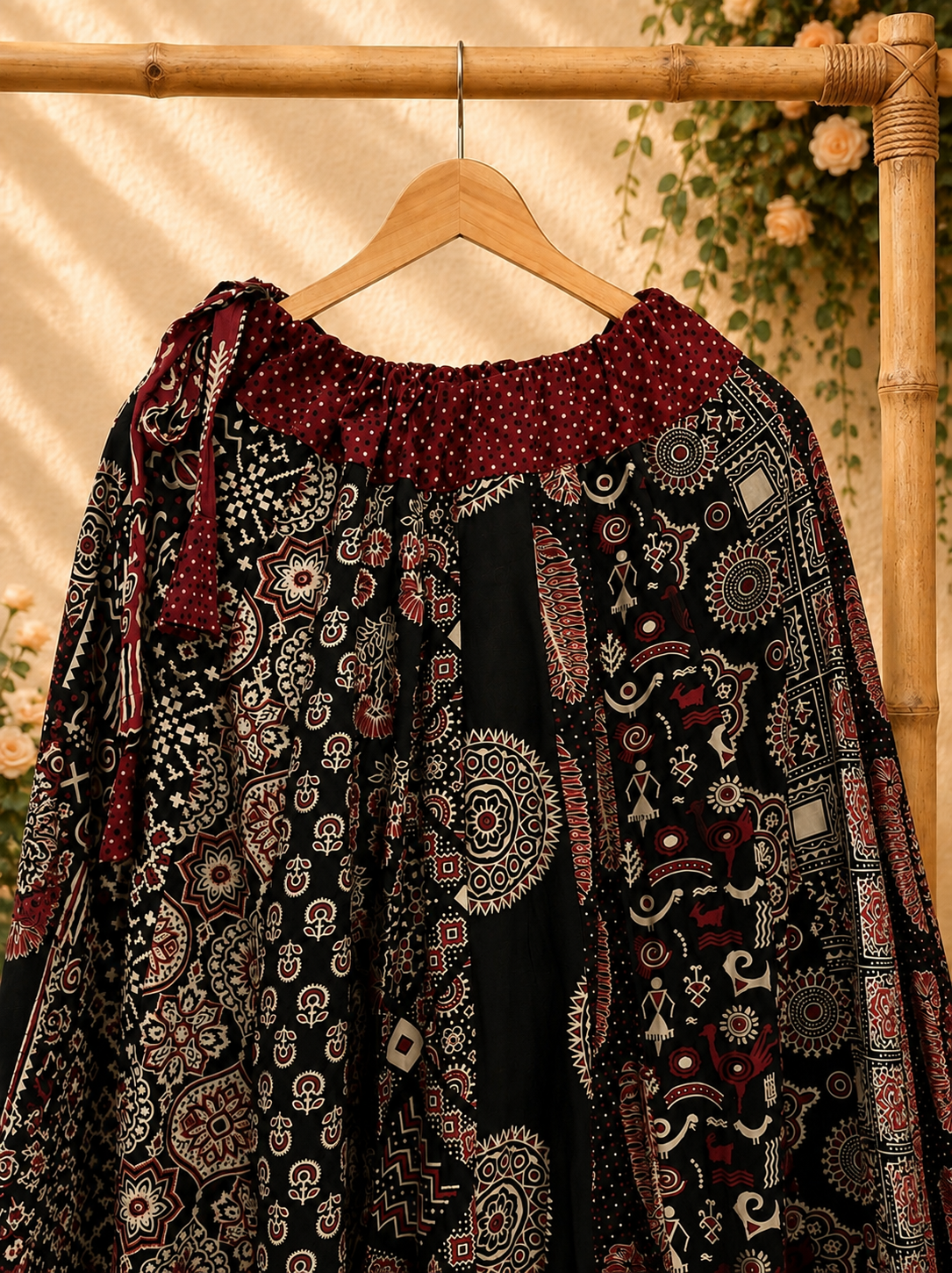 ⚜️ Dharohar ~ Vanya ~ Ajrakh Long Kali Skirt