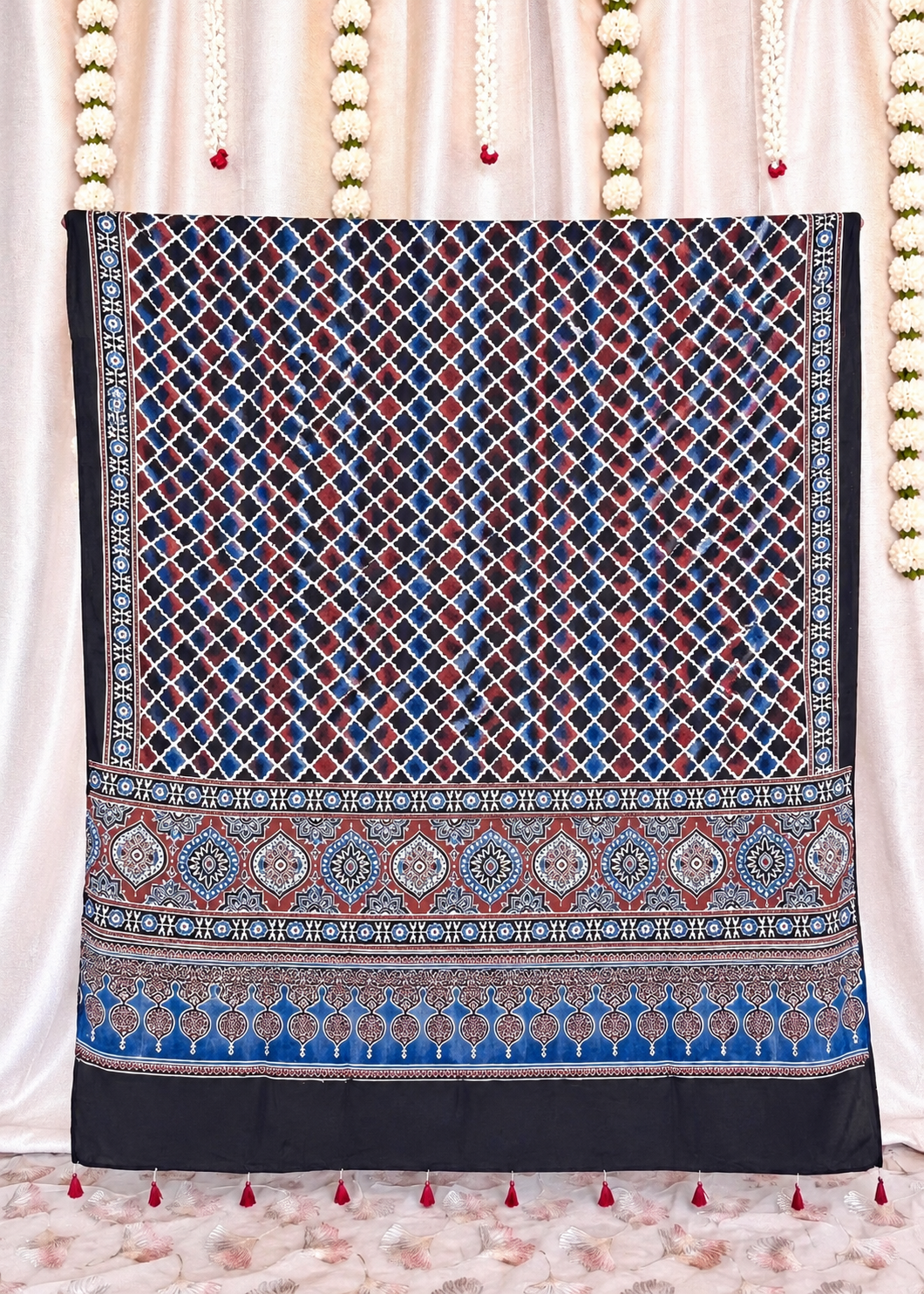 Dastaan-e-Ajrakh ✨ Modal Silk Dupatta ~ Royal Blue Jharokha