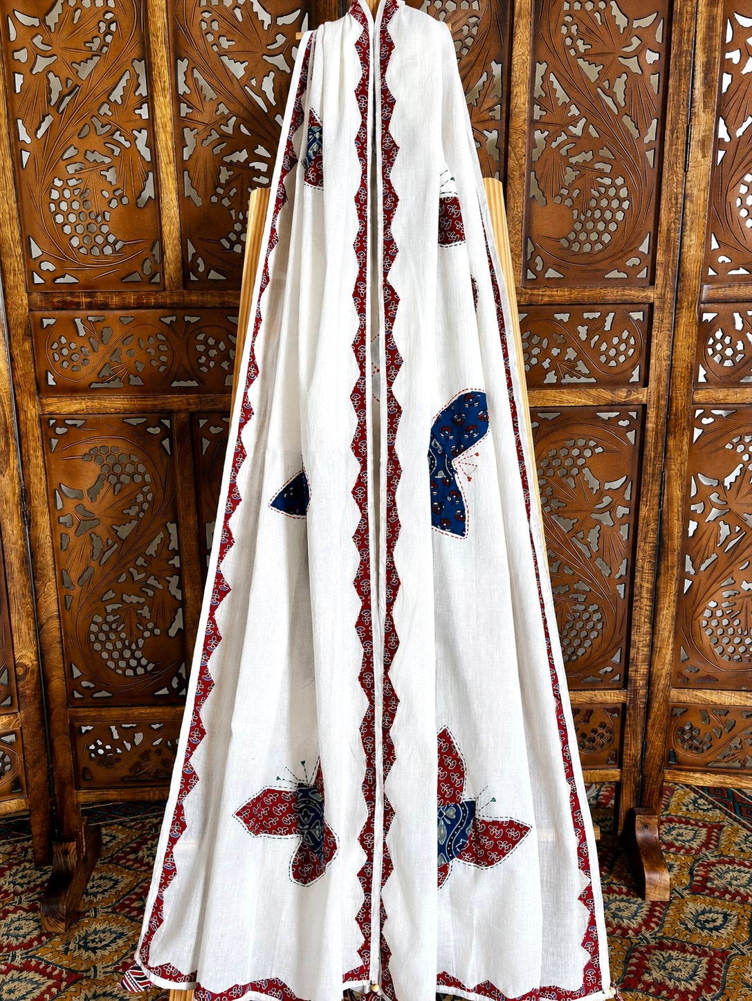 Ajrakh Applique & Kantha Embroidered ~ Rang Baag Dupatta