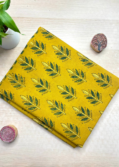 Mustard Yellow Cotton Ajrakh Fabric