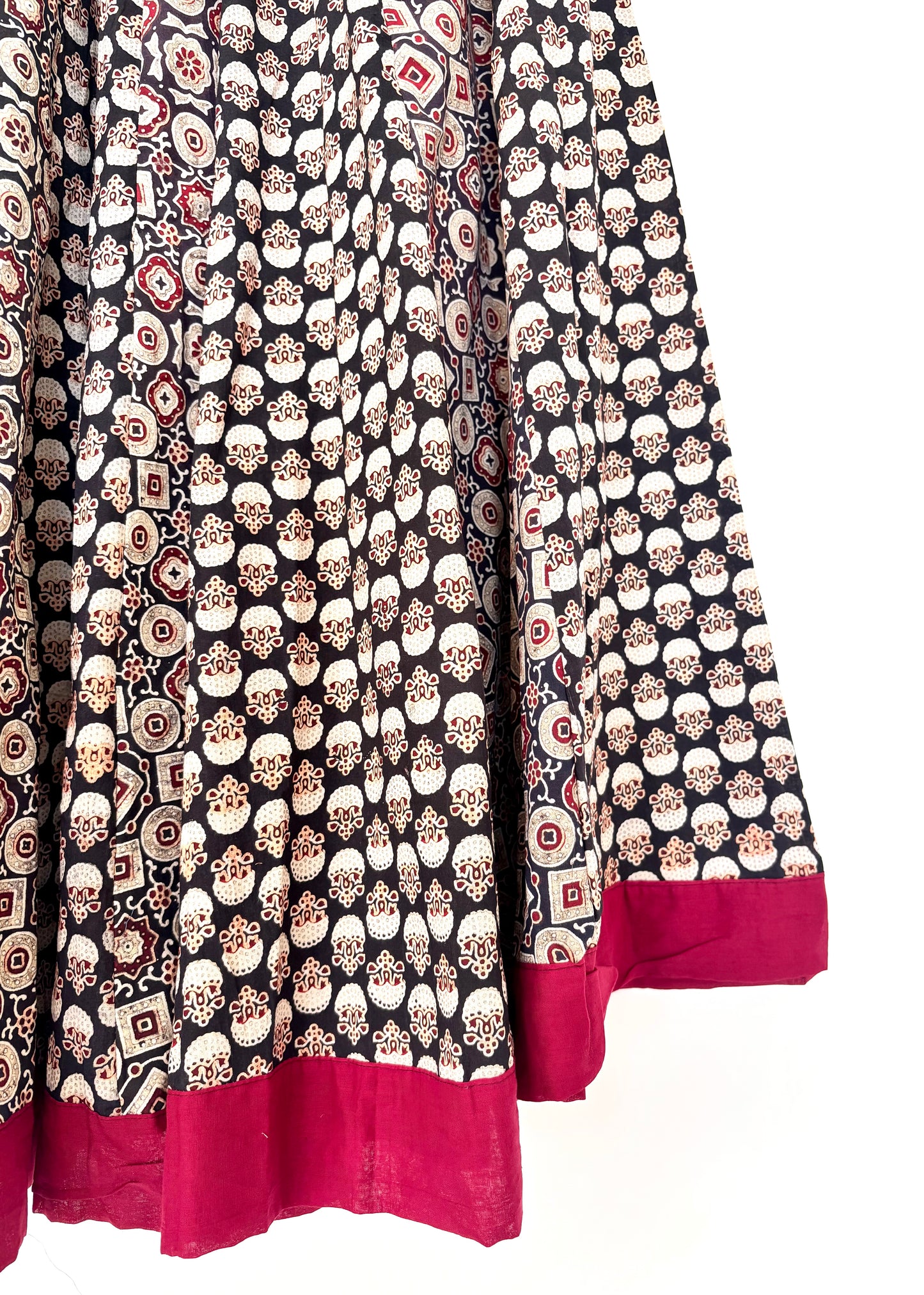 ✨Navrang ~ Ajrakh Lehenga and Dupatta Set ~ Wine Red w/ Black